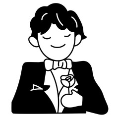 man with a rose. vector doodle illustration