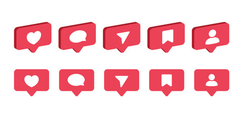 Social media notifications and save avatar icon set