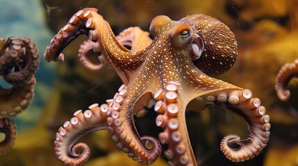 A Mesmerizing Glimpse of an Octopus in Its Element. This highly intelligent and adaptable marine creature, with its eight flexible tentacles and unique ability to change color