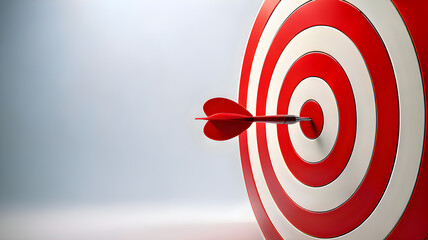 Red Bullseye Precision, Arrow hitting center Red and white target, symbolizing accuracy and business success.