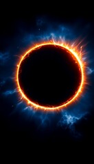 Fototapeta premium Majestic Solar Eclipse Surrounded by Vivid Blue and Orange Cosmic Energy