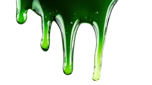 Green slime dripping with transparent background for halloween or alien projects