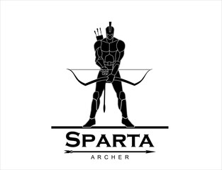 standing sparta archer, trojan warrior with the arch, warrior archery preparing arrow and bow