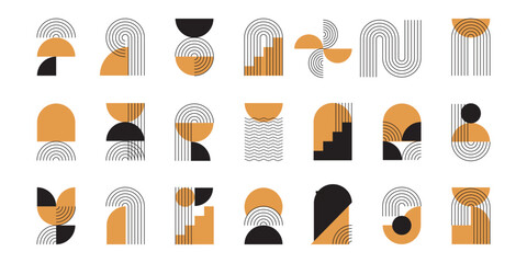 Mid century design bundle. abstract minimalist element for wall art, poster etc