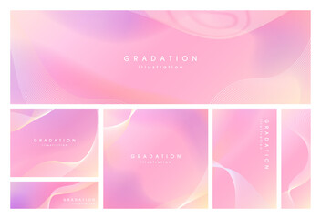 曲線とグラデーションの背景テンプレートセット_4