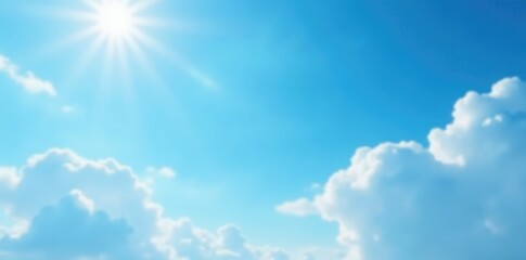 Thin wispy clouds are scattered across a clear cerulean sky with sunlight, sun, natural, light