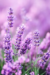 Fototapeta premium Close-Up of Beautiful Lavender Flowers in Bloom with Purple Shades