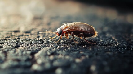 Close-up View of a Cockroach Crawling on a Textured Surface