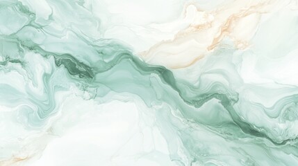 Abstract fluid art background with swirling shades of green and hints of gold creating a calming effect
