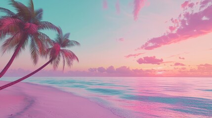 Pink Paradise: Tropical Sunset Beach Scene