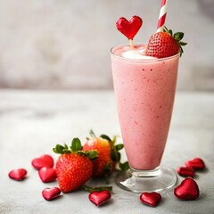 Strawberry Milkshake with Valentine's Day