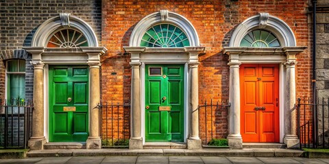 Dublin Doors: Long Exposure Irish Flag Colors Green White Orange