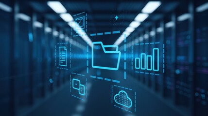 Fototapeta premium Data Center: Digital Storage and Cloud Computing