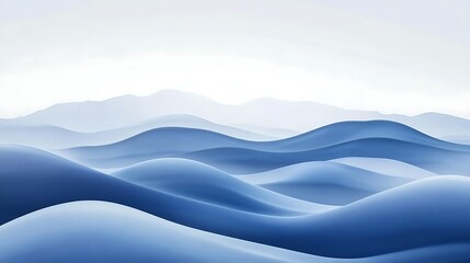 Naklejka premium Serene Blue Mountainscape Abstract Digital Art