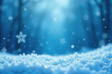 Frosty winter scene with snowflakes falling gently on a blue background, Frosty, Icy