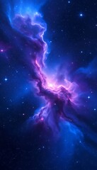 Obraz premium Vibrant Cosmic Nebula With Ethereal Purple and Blue Tones Illuminated by Distant Stars