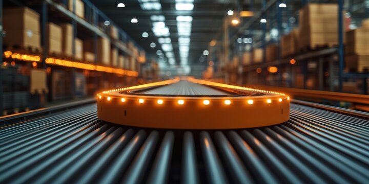 China showing a logistics warehouse with automated conveyor belts.
