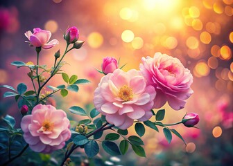 Obraz premium Pastel Spring Blossom Silhouette: Soft Floral Background for Card Design