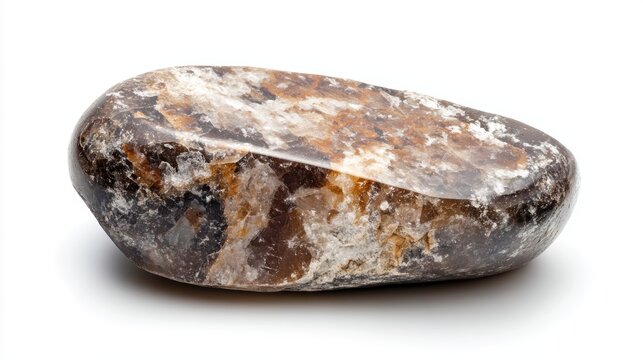 Specimen of natural tumbled diorite mineral cutout on white background