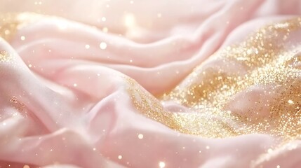 Obraz premium Pink Fabric Draped with Golden Glitter