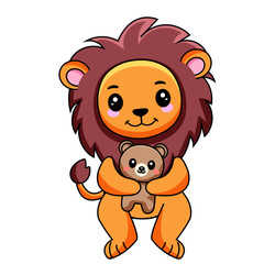 Obraz premium cute lion cartoon kawaii sticker. character vector illustration