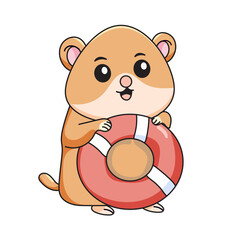 cute hamster cartoon kawaii sticker. character vector illustration