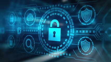 Obraz premium Cybersecurity: Digital Shield, Data Protection, Network Security, Privacy, Encryption