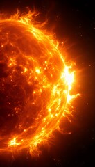 Fototapeta premium Vibrant Solar Flare Erupting from the Surface of the Sun Captured in Deep Space