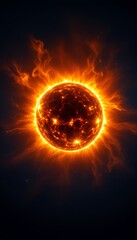 Fototapeta premium Vibrant Solar Nebula With Fiery Solar Flare Against Deep Space Background