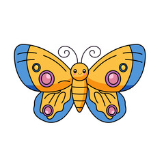 cute butterfly cartoon kawaii sticker. character vector illustration