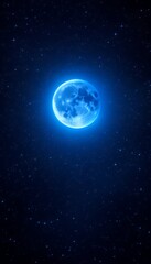 Fototapeta premium Vivid Blue Moon Illuminating Starry Night Sky with Twinkling Stars