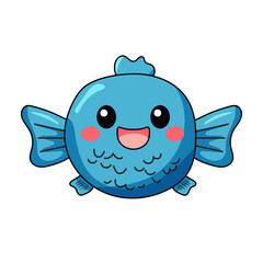 cute fish cartoon kawaii sticker. character vector illustration