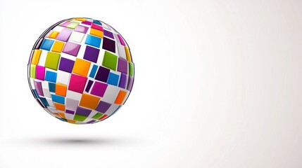 Obraz premium Colorful Geometric Sphere with Bright Mosaic Patterns on White Background