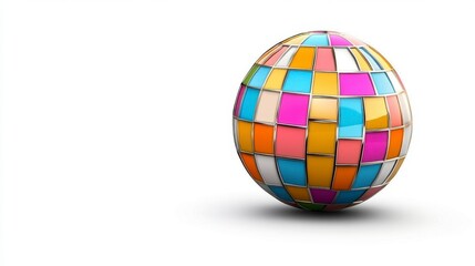 Colorful Mosaic Sphere on a Clean White Background
