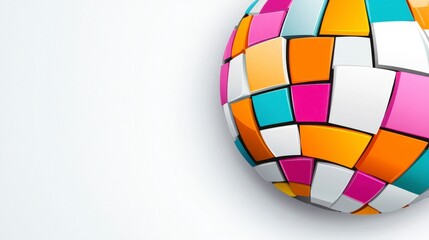 Obraz premium Colorful Geometric Puzzle Sphere on Clean White Background