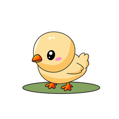 cute chick cartoon kawaii sticker. character vector illustration