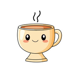 cute coffee cartoon kawaii sticker. character vector illustration