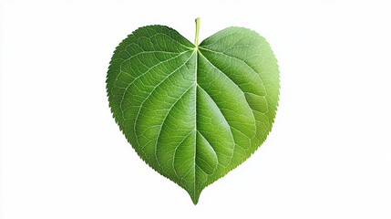 Heart-Shaped Leaf on White Background for Nature and Wellness Themes