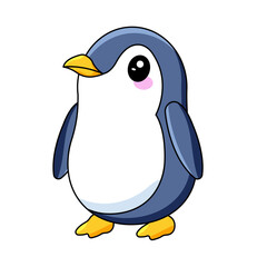 cute penguin cartoon kawaii sticker. character vector illustration