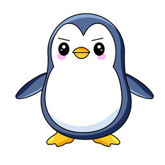 cute penguin cartoon kawaii sticker. character vector illustration