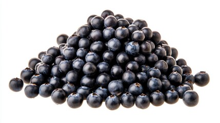 Fresh Blueberries Piled High on White Background for Healthy Snack