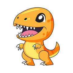 cute dinosaur cartoon kawaii sticker. character vector illustration
