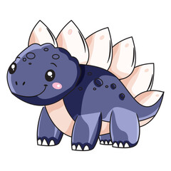 cute dinosaur cartoon kawaii sticker. character vector illustration