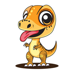 cute dinosaur cartoon kawaii sticker. character vector illustration