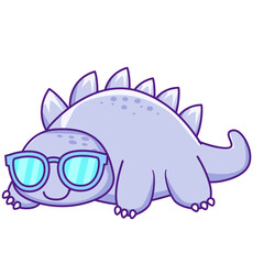 cute dinosaur cartoon kawaii sticker. character vector illustration