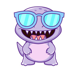cute dinosaur cartoon kawaii sticker. character vector illustration