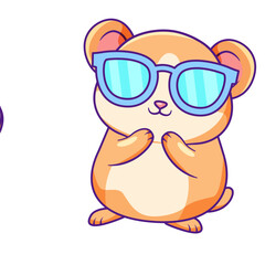 cute hamster cartoon kawaii sticker. character vector illustration