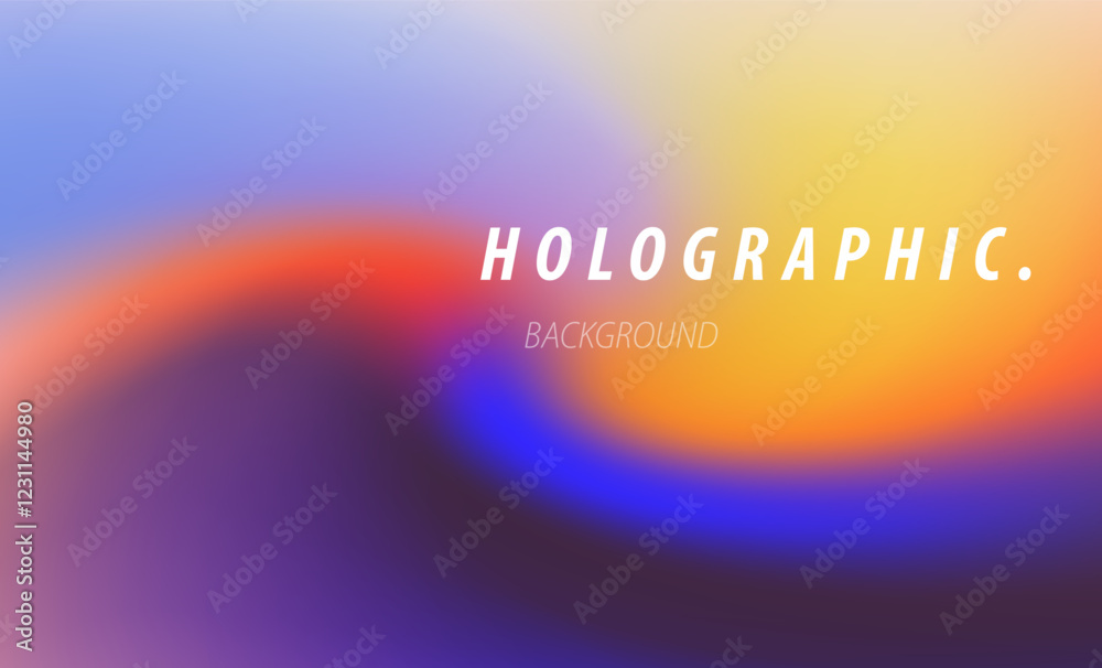 Aufkleber Holographic gradient in rainbow pearlescent colors. Iridescent retro shiny background design.