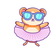 cute hamster cartoon kawaii sticker. character vector illustration