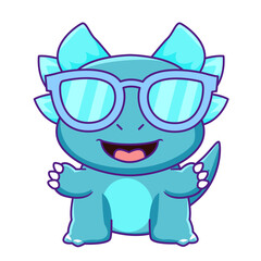 Fototapeta premium cute dinosaur cartoon kawaii sticker. character vector illustration